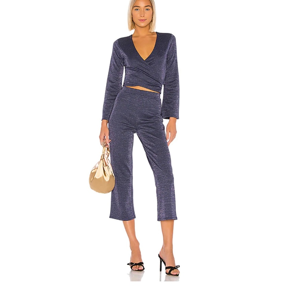Noelle Wrap Top in Navy Metallic by Lovers&Friends